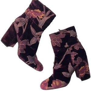 Steve Madden Red Velvet Floral Booties